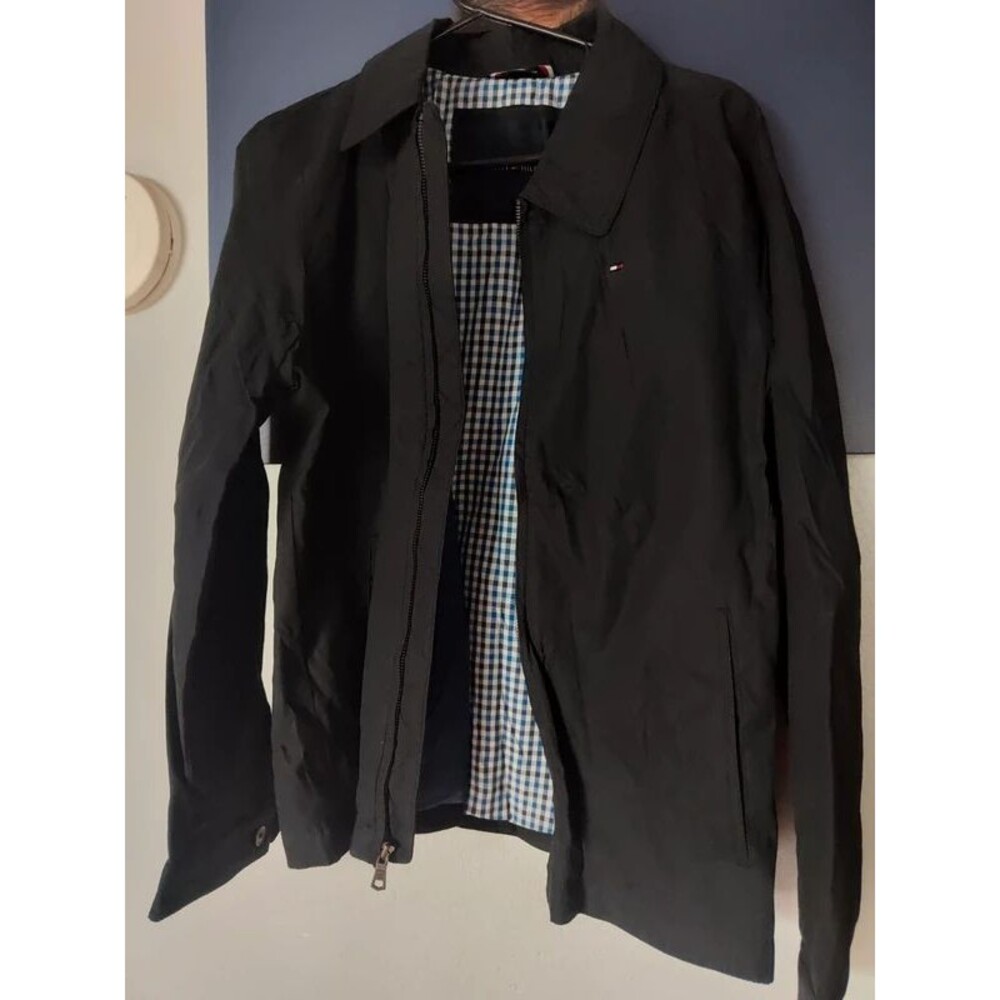 Tommy Hilgfiger black lightweight men's jacket zipper collar S